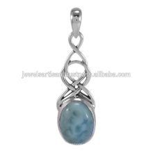 Natural Larimar Gemstone 925 colgante de plata de ley